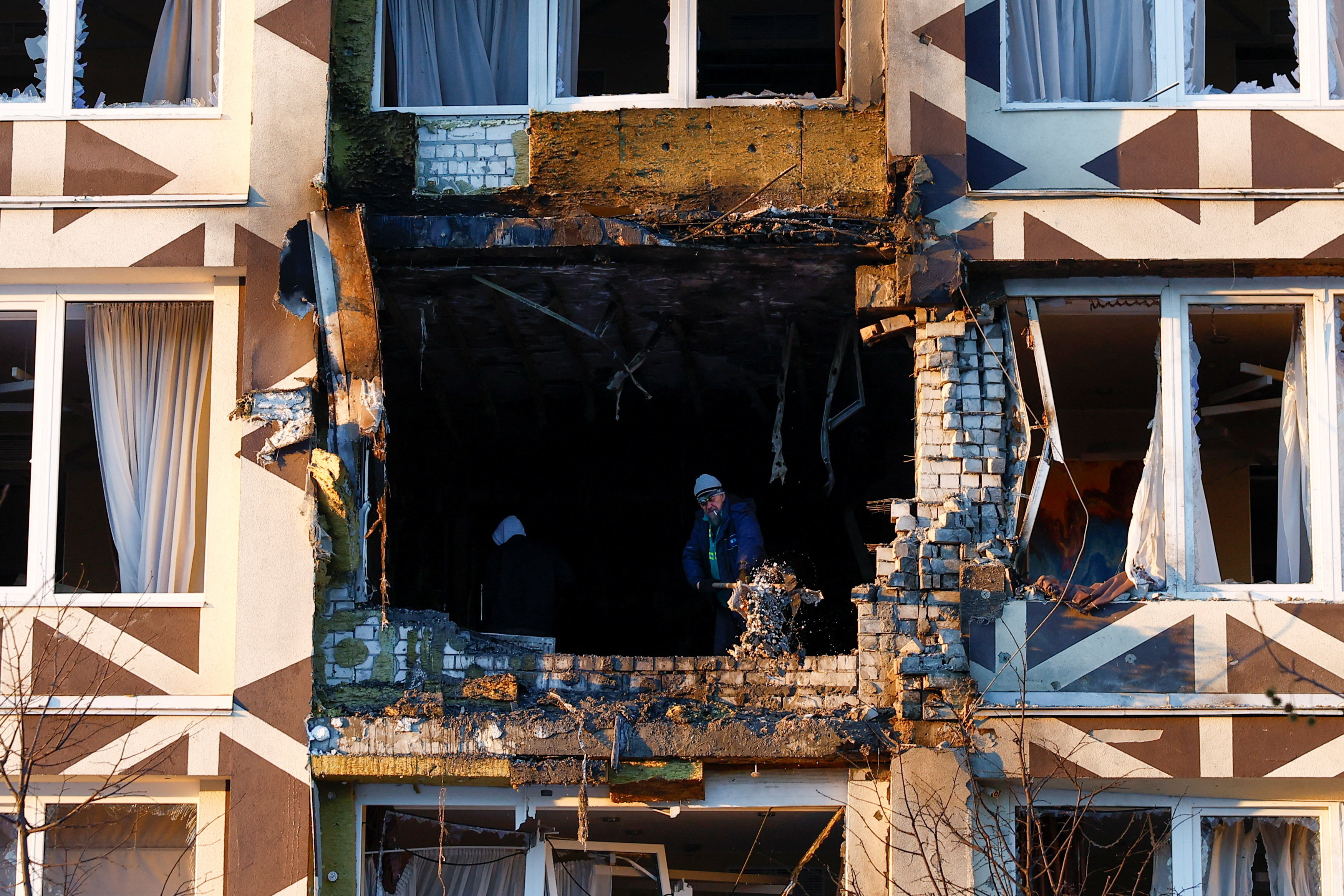 Aftermath of a Russain drone attack in Kyiv