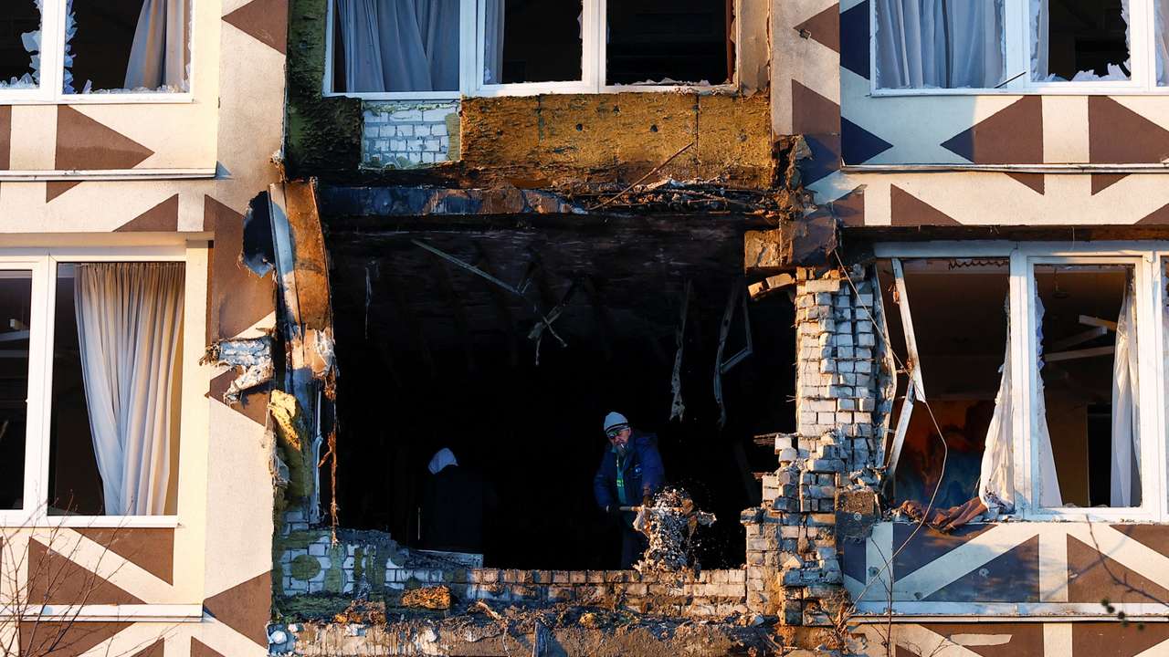 Aftermath of a Russain drone attack in Kyiv