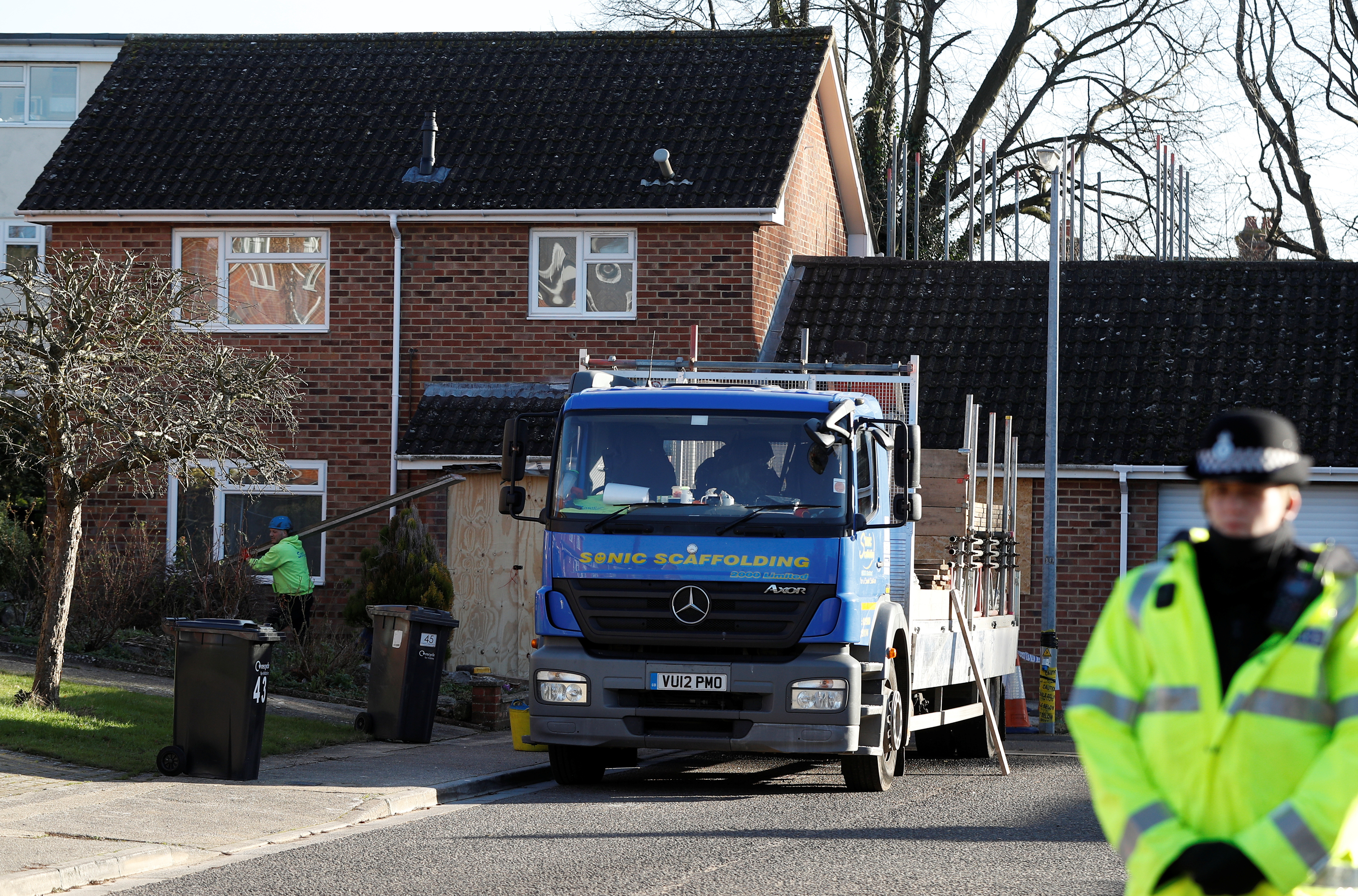 Works at Skripal's house for nerve-agent decontamination, in Salisbury