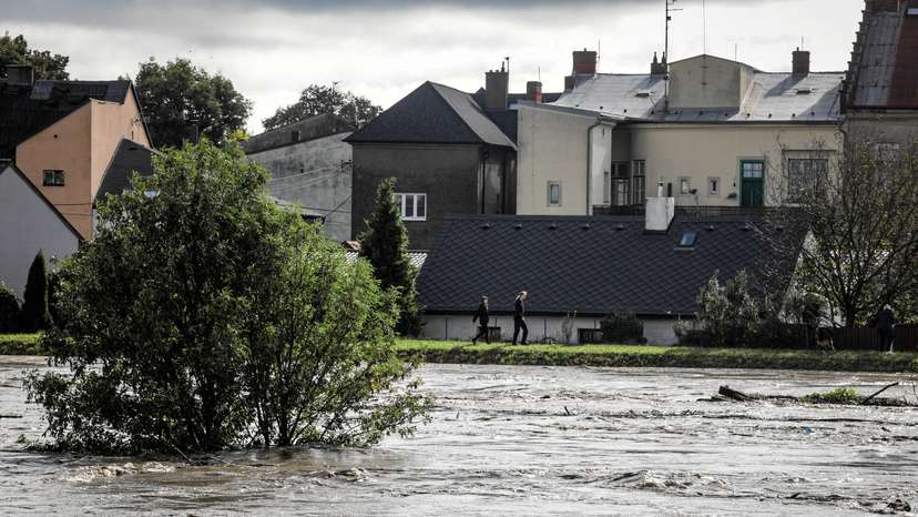 View of Bohumin high water level as seen from Polish side in Chalupki