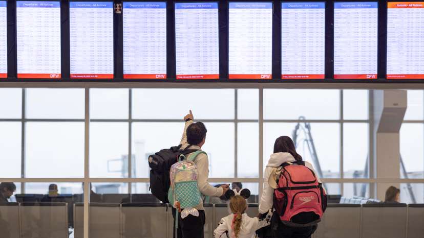Travellers at Dallas Fort Worth International Airport