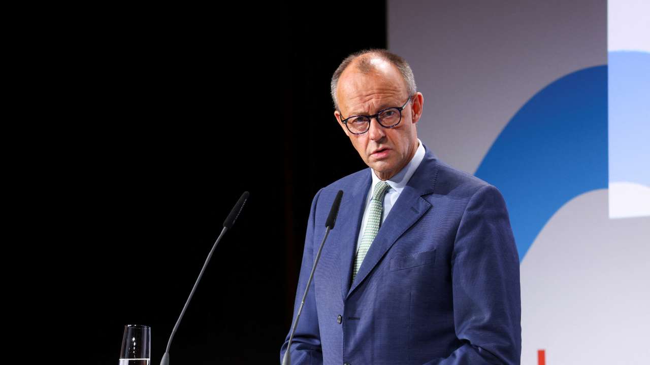 German Chancellor Merz delivers a speech at the German Association of Towns and Municipalities event in Berlin