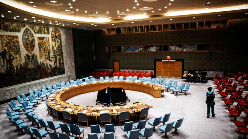 Members of the U.N. Security Council vote on draft resolution demanding Gaza ceasefire at U.N. headquarters in New York