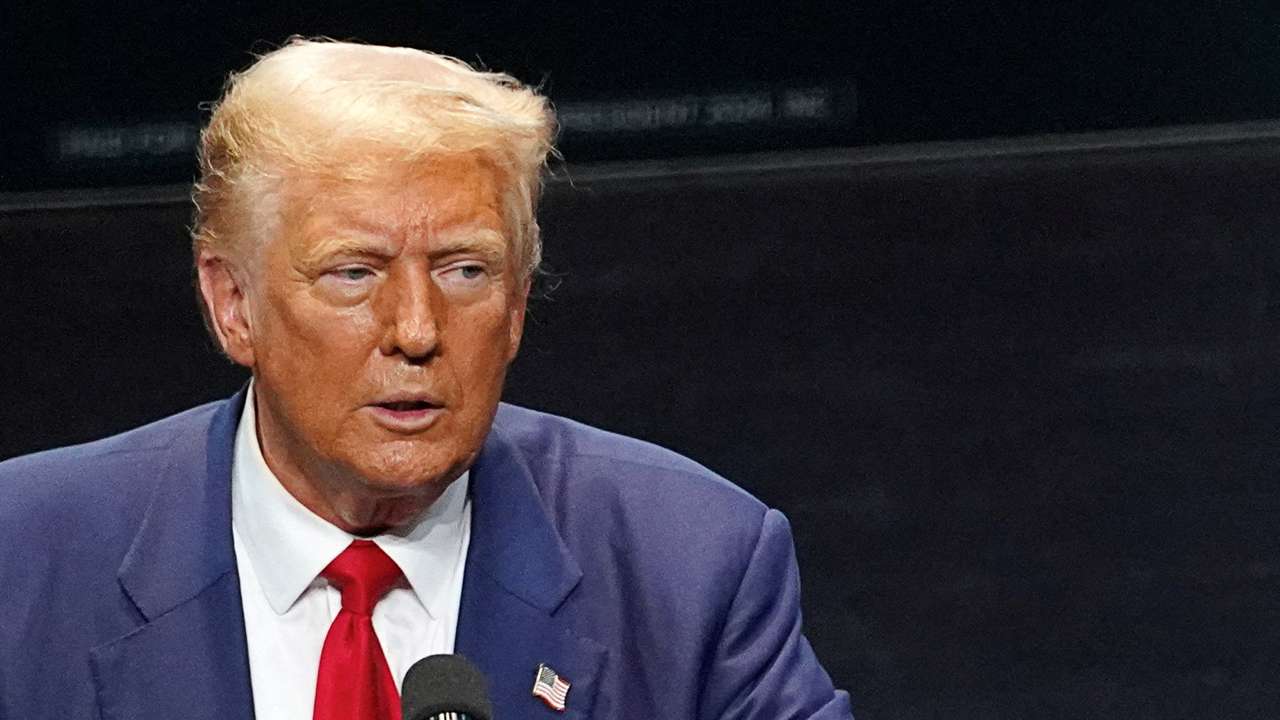 FILE PHOTO: Former U.S. President Donald Trump holds a campaign event at the Johnny Mercer Theatre Civic Center in Savannah