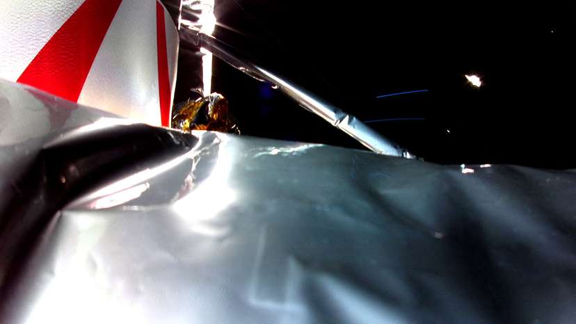 Space robotics firm Astrobotic Technology's Peregrine lunar lander is seen with a disturbance of its Multi-Layer Insulation