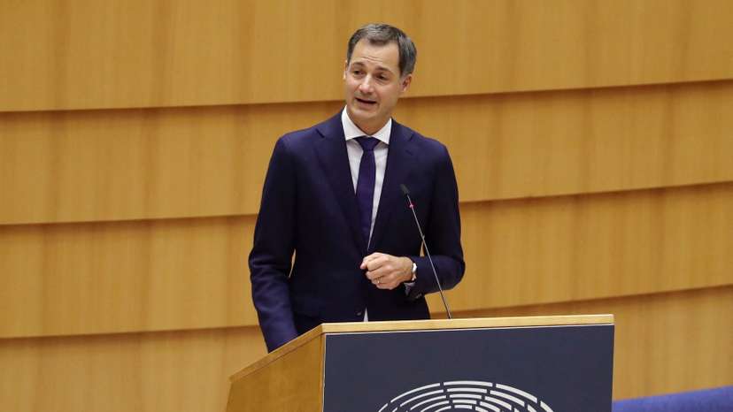 FILE PHOTO: Belgium's newly elected PM De Croo addresses Belgian Parliament
