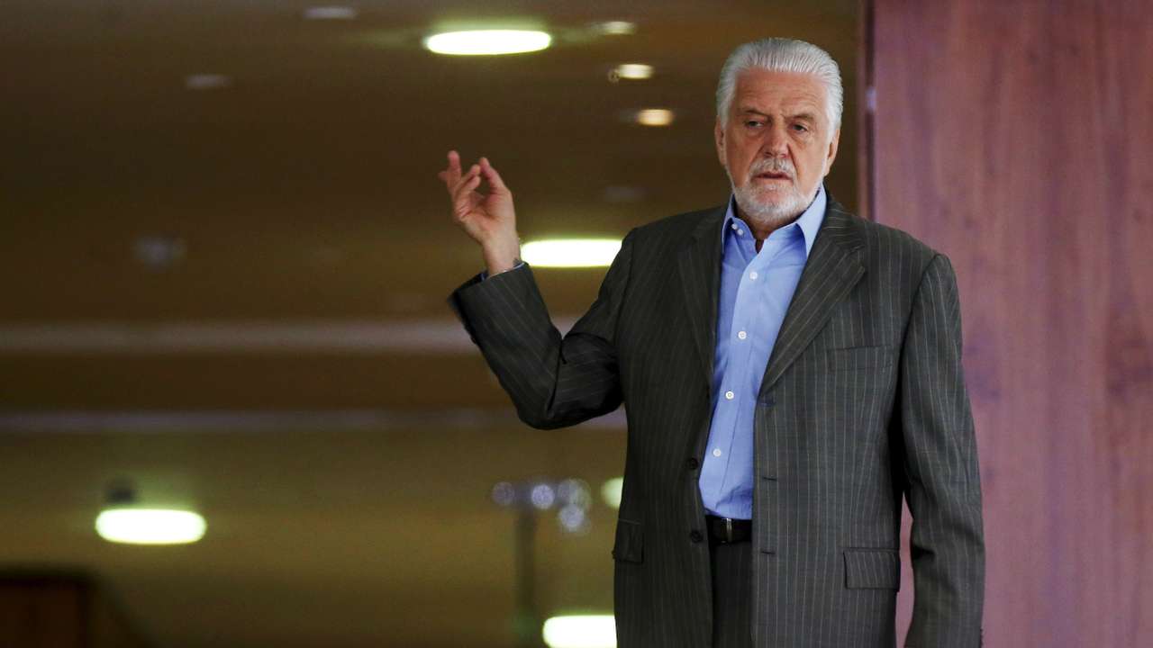 Brazil's Presidential Chief of Staff Wagner gestures before the meeting "Women in Defense of Democracy" at the Planalto Palace in Brasilia