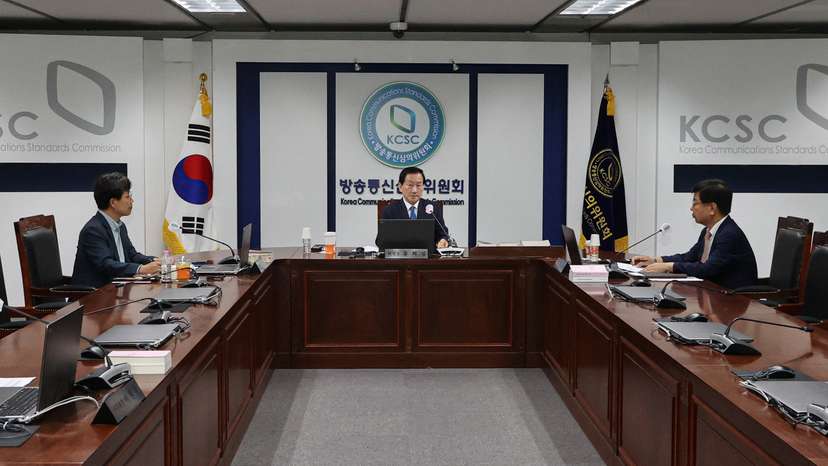 Chairperson of KCSC Ryu Hee-Lim presides over an urgent meeting on digital sex crimes in Seoul