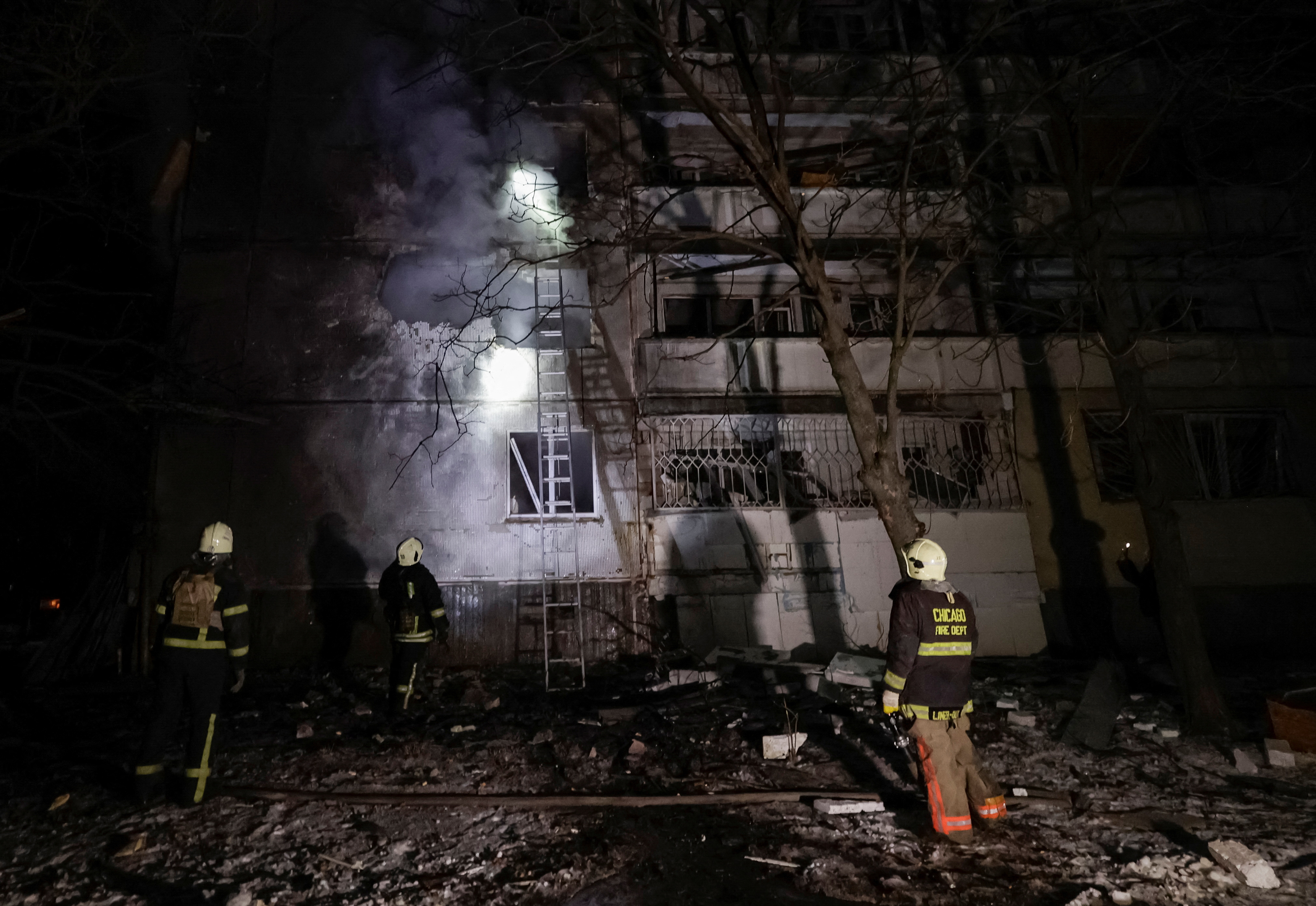 Aftermath of a Russian drone strike in Kharkiv