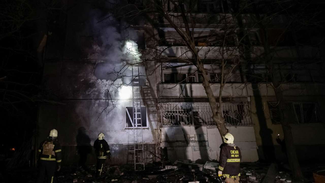 Aftermath of a Russian drone strike in Kharkiv