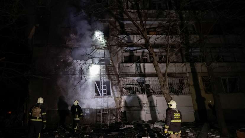 Aftermath of a Russian drone strike in Kharkiv