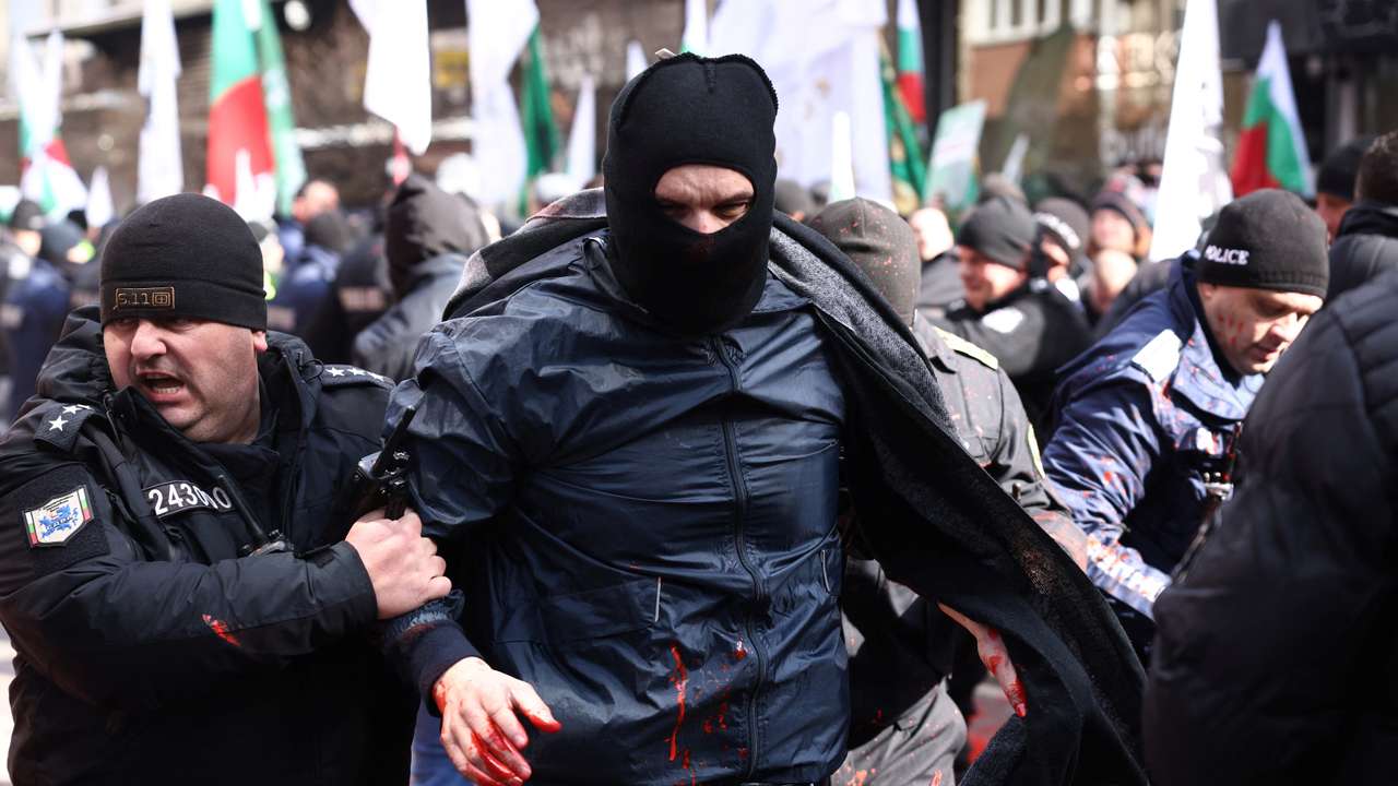 Bulgaria's Revival party protest against the country's plans of joining the euro zone in Sofia