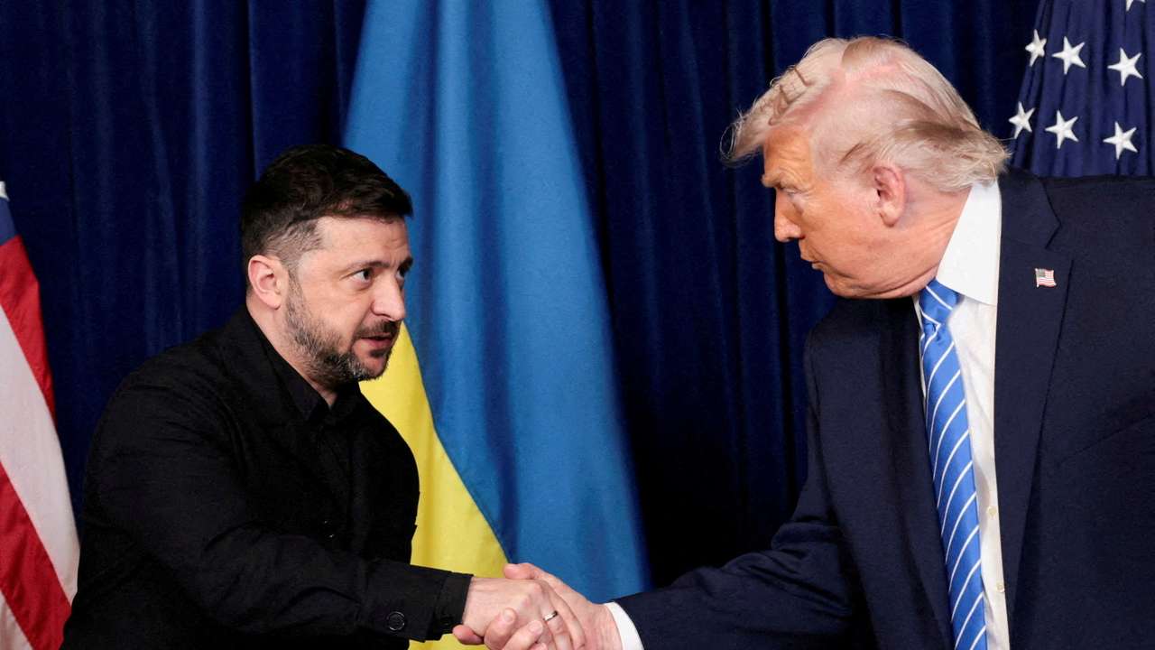 FILE PHOTO: U.S. President Trump meets Ukrainian President Zelenskiy in Florida