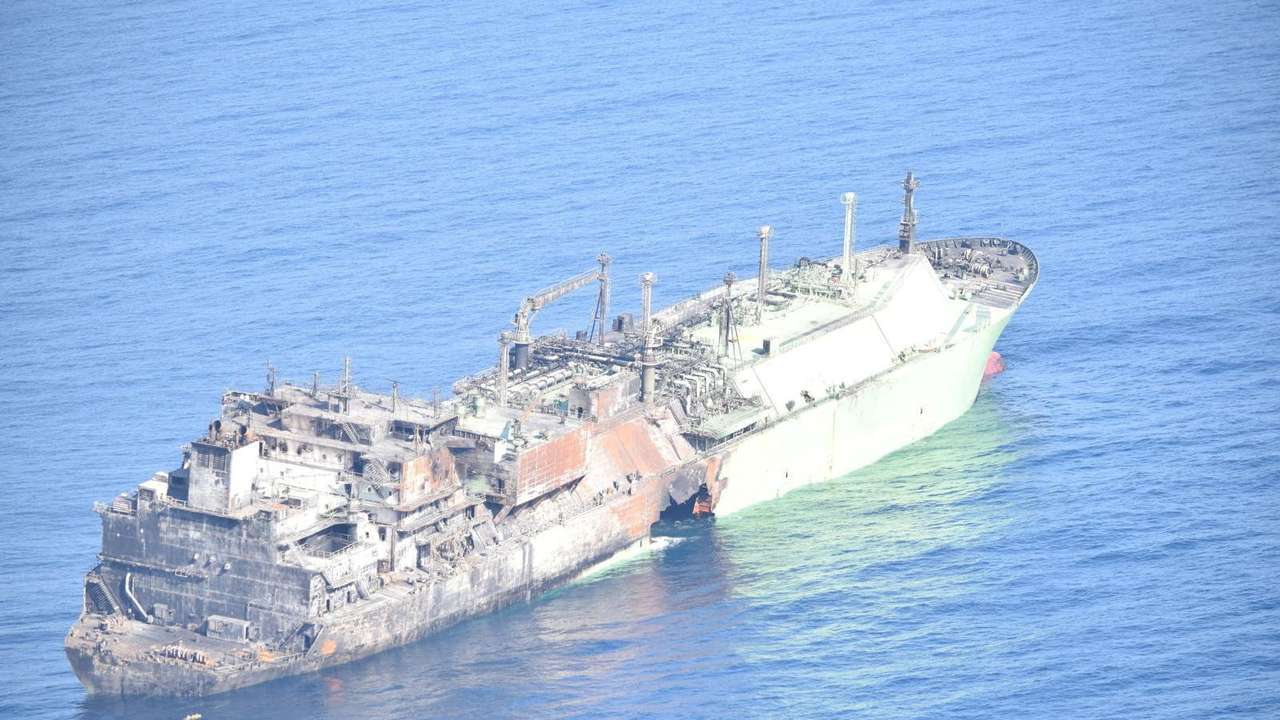 FILE PHOTO: A Russian LNG tanker, Arctic Metagaz, damaged earlier this month and currently adrift without crew, floats in international waters in the Mediterranean Sea between Malta and the Italian islands of Lampedusa and Linosa