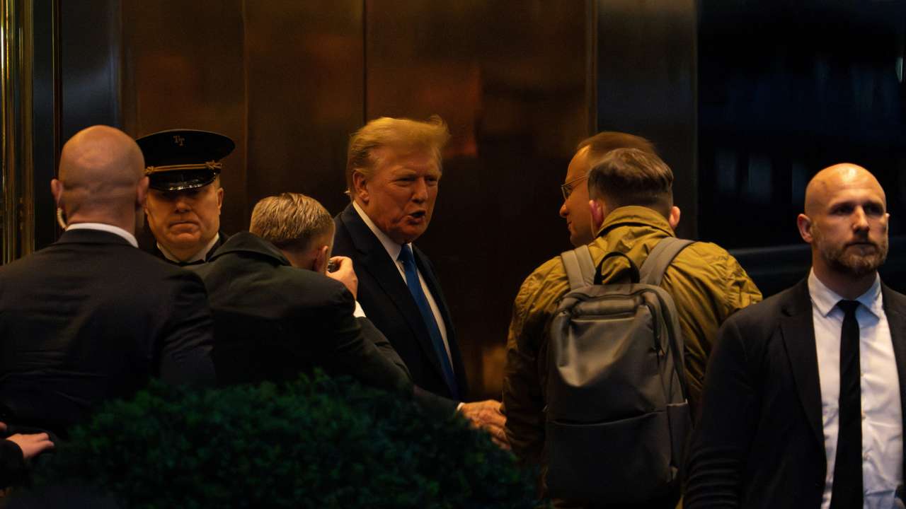 Republican presidential candidate and former U.S. President Donald Trump greets Polish President Andrzej Duda at Trump Tower in New York