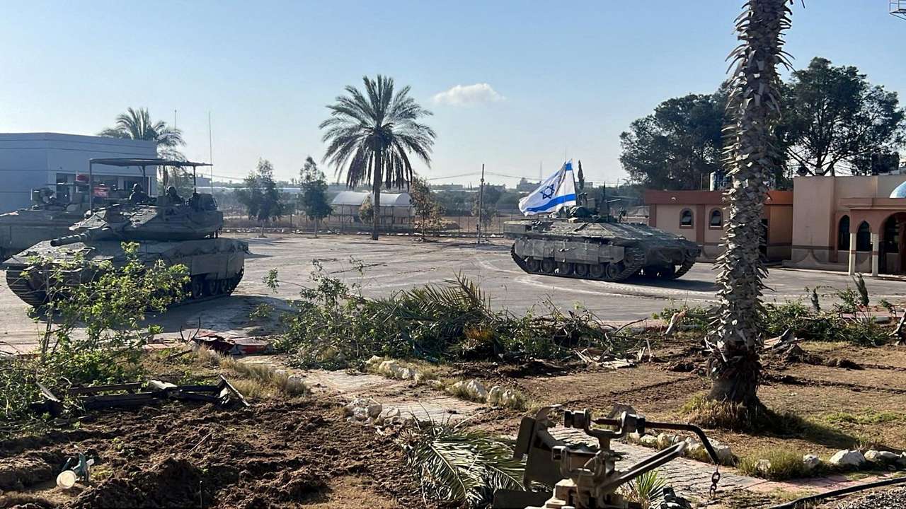 FILE PHOTO: Israeli military vehicles operate in the Gazan side of the Rafah Crossing