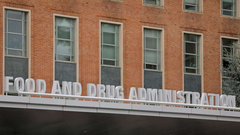 Signage is seen outside of FDA headquarters in White Oak, Maryland