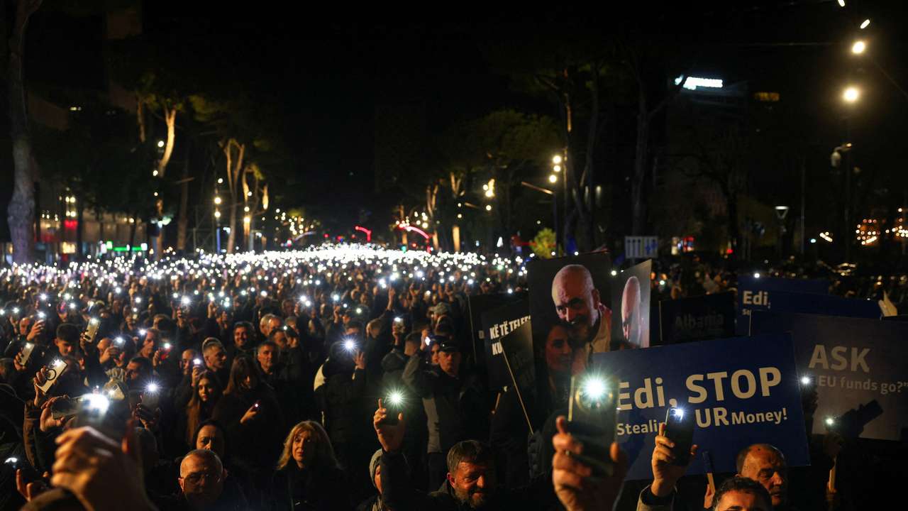 FILE PHOTO: Anti-government protest in Tirana