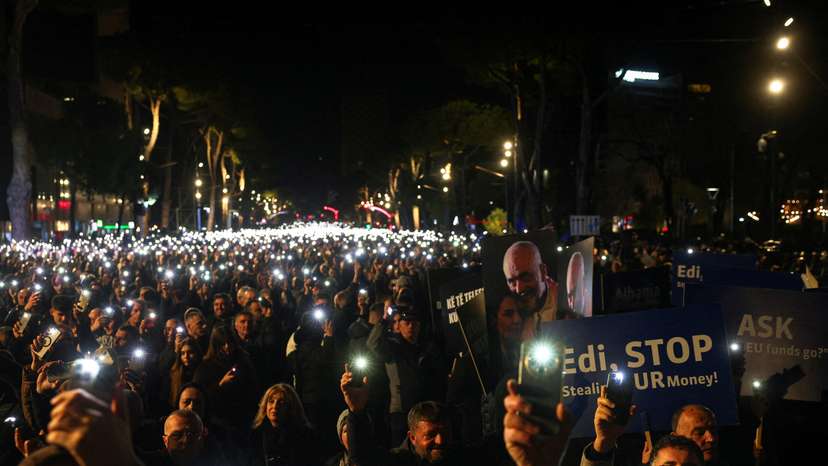 FILE PHOTO: Anti-government protest in Tirana
