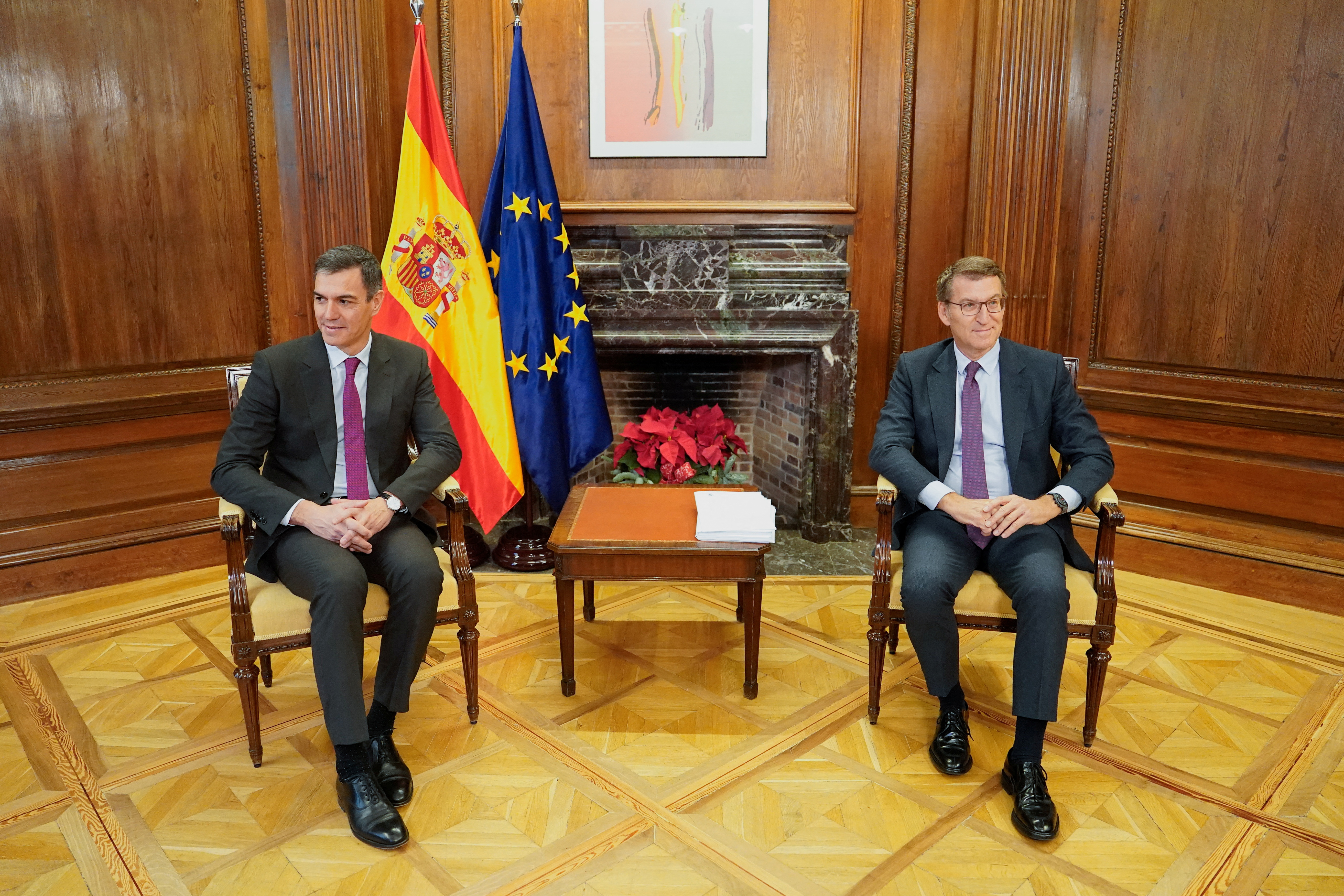 Spain's PM Sanchez meets opposition leader Feijoo in Madrid