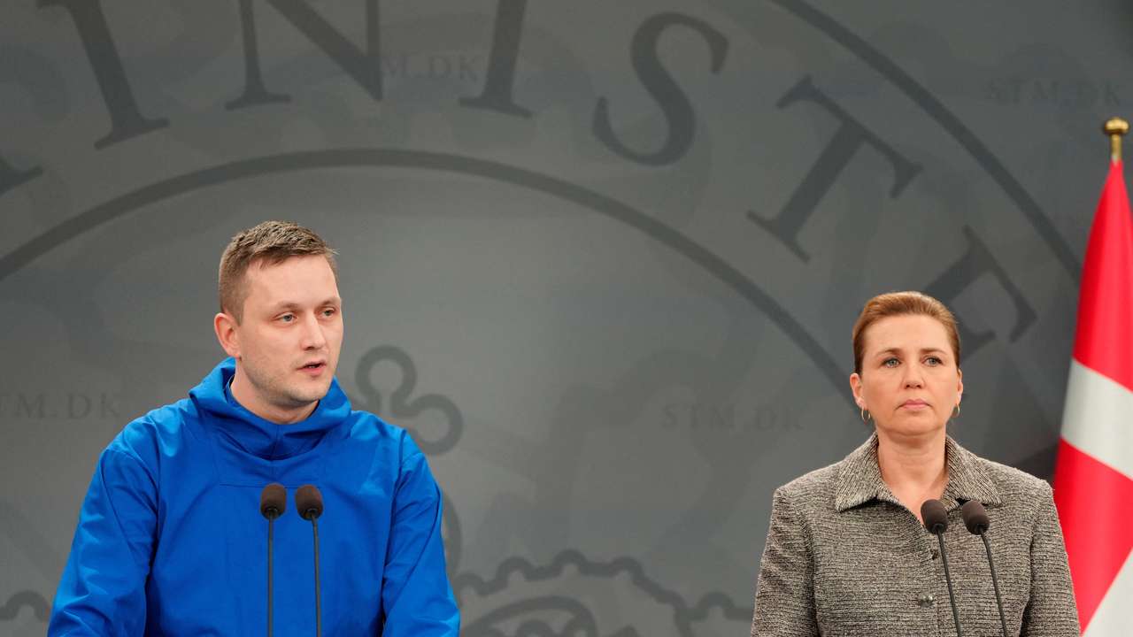 Greenland's Prime Minister, the Chairman of the Naalakkersuisut and Denmark's Prime Minister Frederiksen give a statement on the current situation, in Copenhagen
