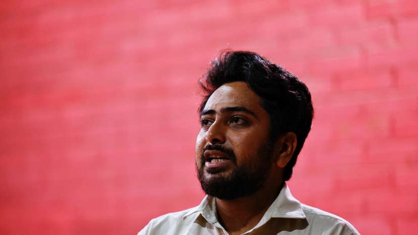 FILE PHOTO: Student leader, Islam, who is now in charge of the Ministry of Posts, Telecommunications and Information Technology, attends interview with Reuters in Dhaka