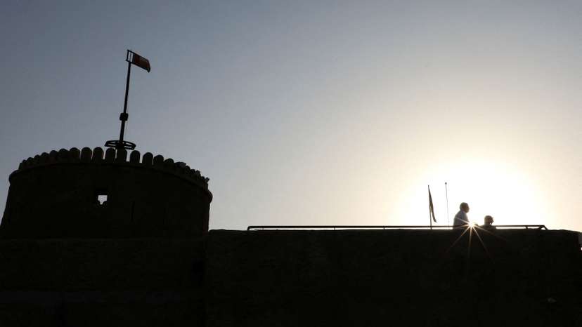 People visit Al Mirani Fort, in Muscat
