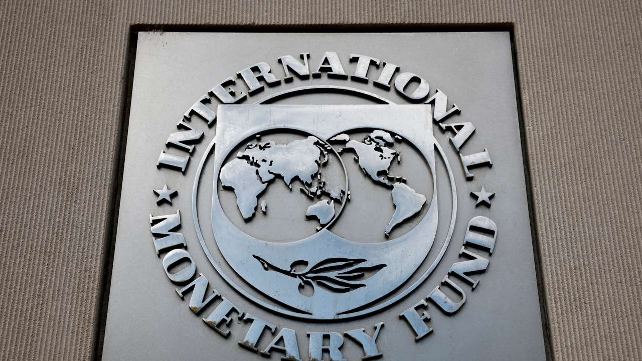 FILE PHOTO: A view of the International Monetary Fund (IMF) logo at its headquarters in Washington, D.C.