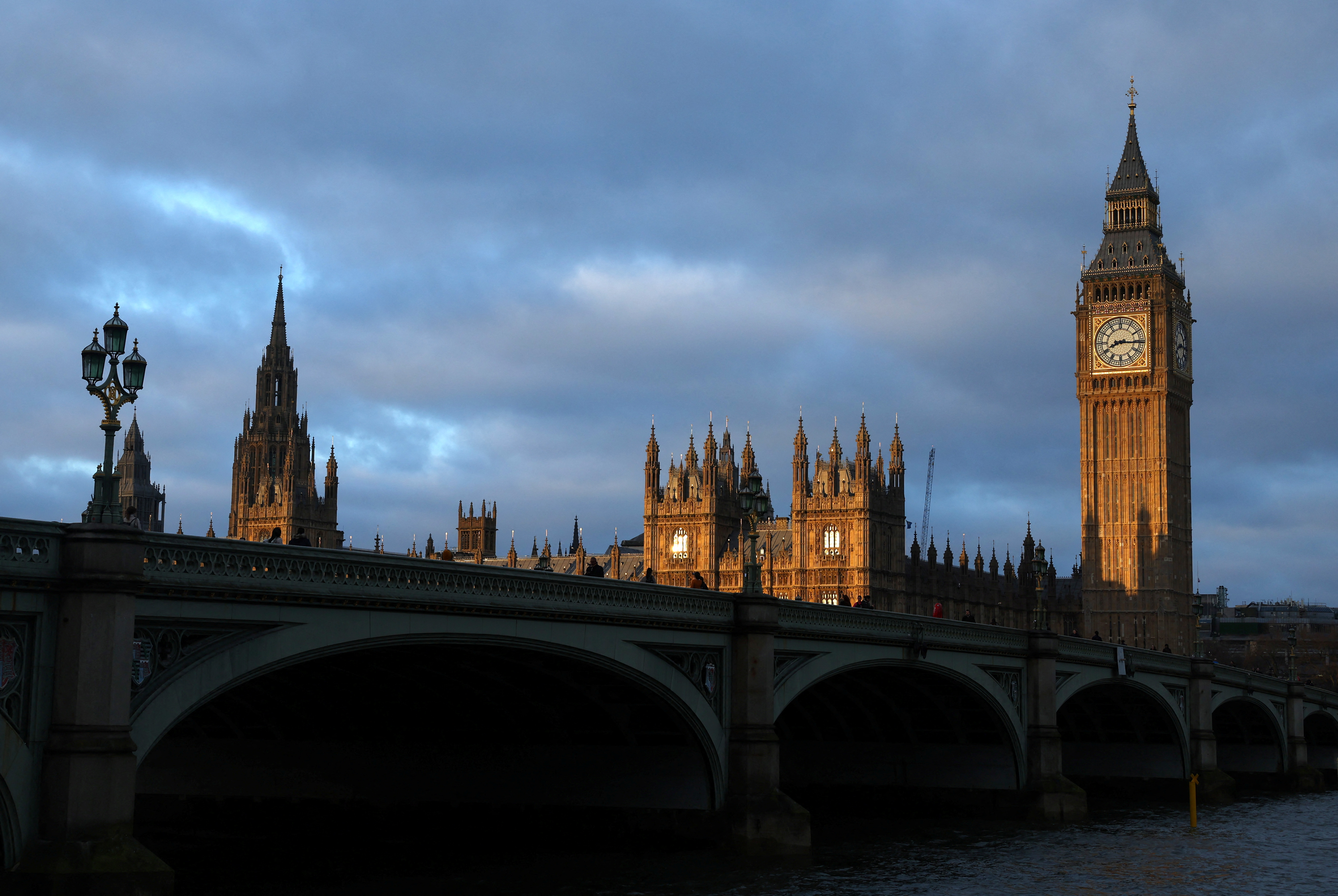 The Elizabeth Tower, more commonly known as Big Ben, and the Houses of Parliament in London