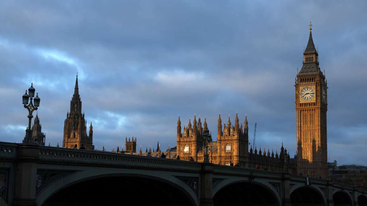 The Elizabeth Tower, more commonly known as Big Ben, and the Houses of Parliament in London
