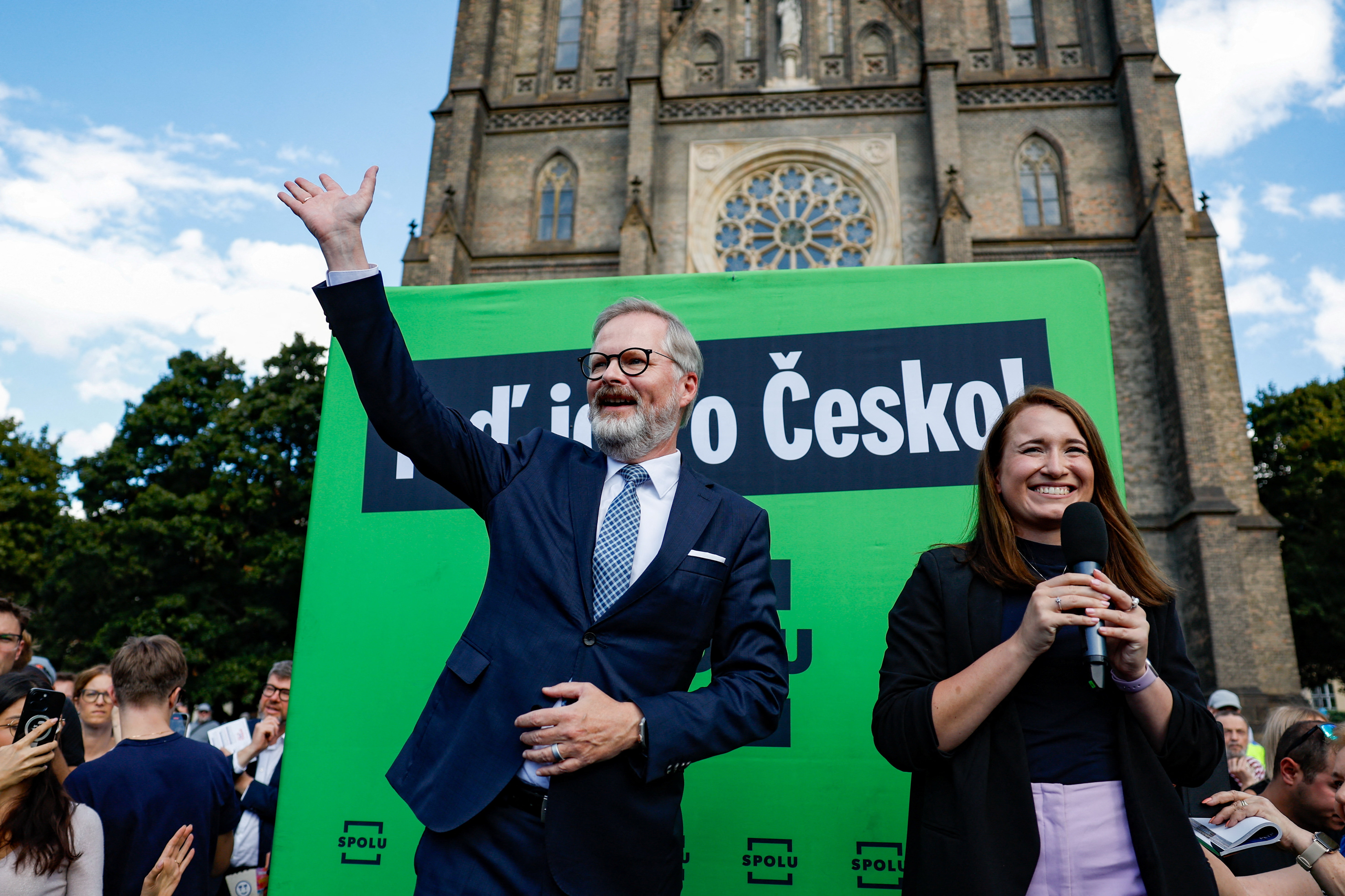 Czech PM Fiala leads election campaign events in Prague