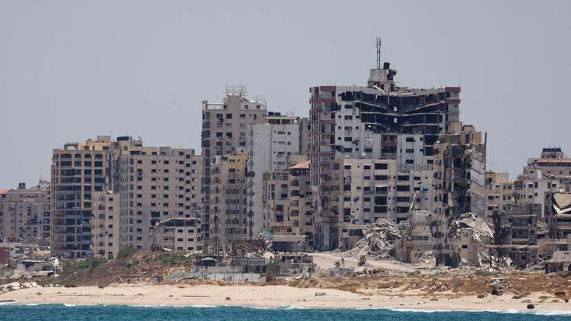 Destroyed buildings stand in Gaza