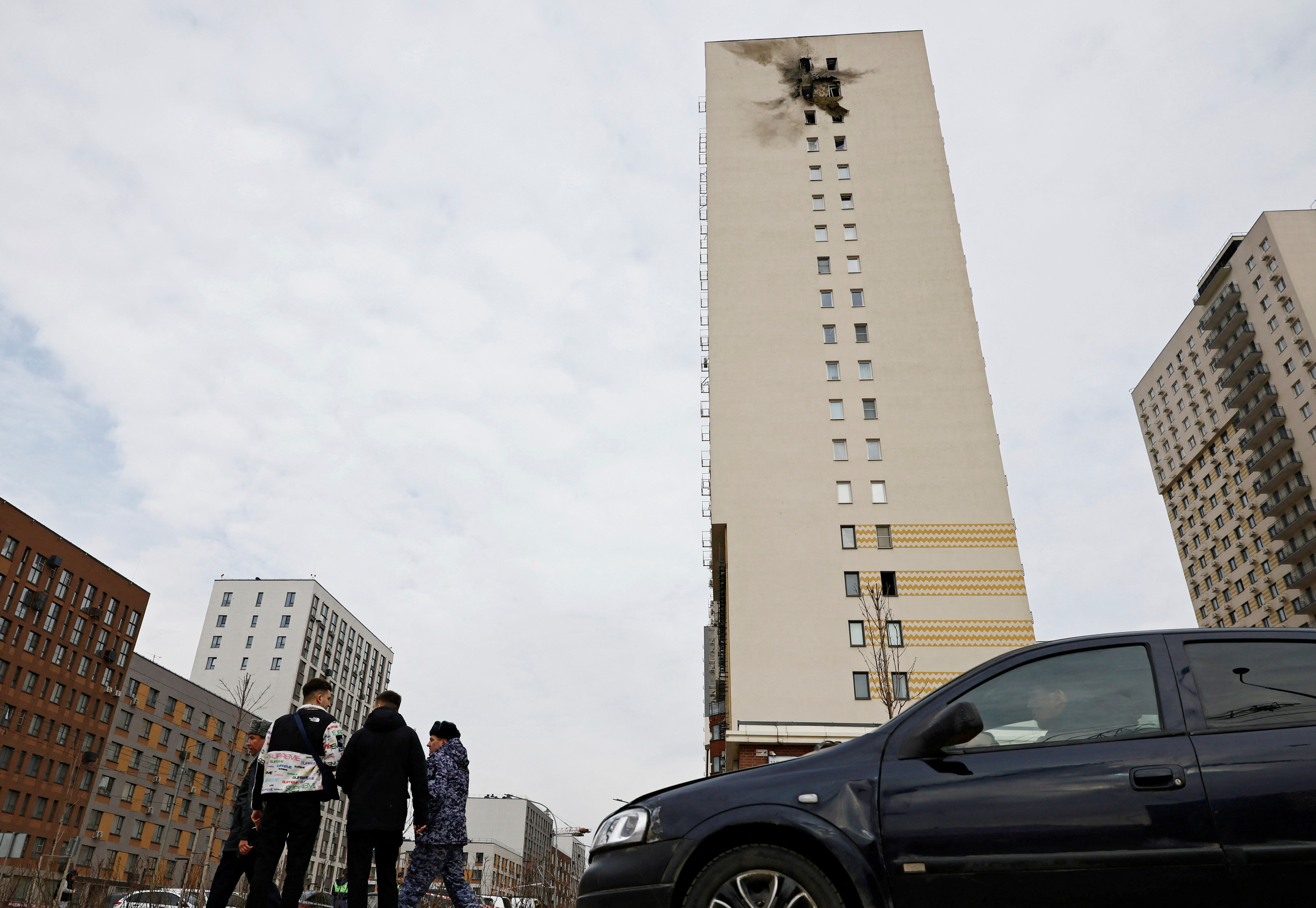 Aftermath of Ukrainian drone attack in Moscow Region