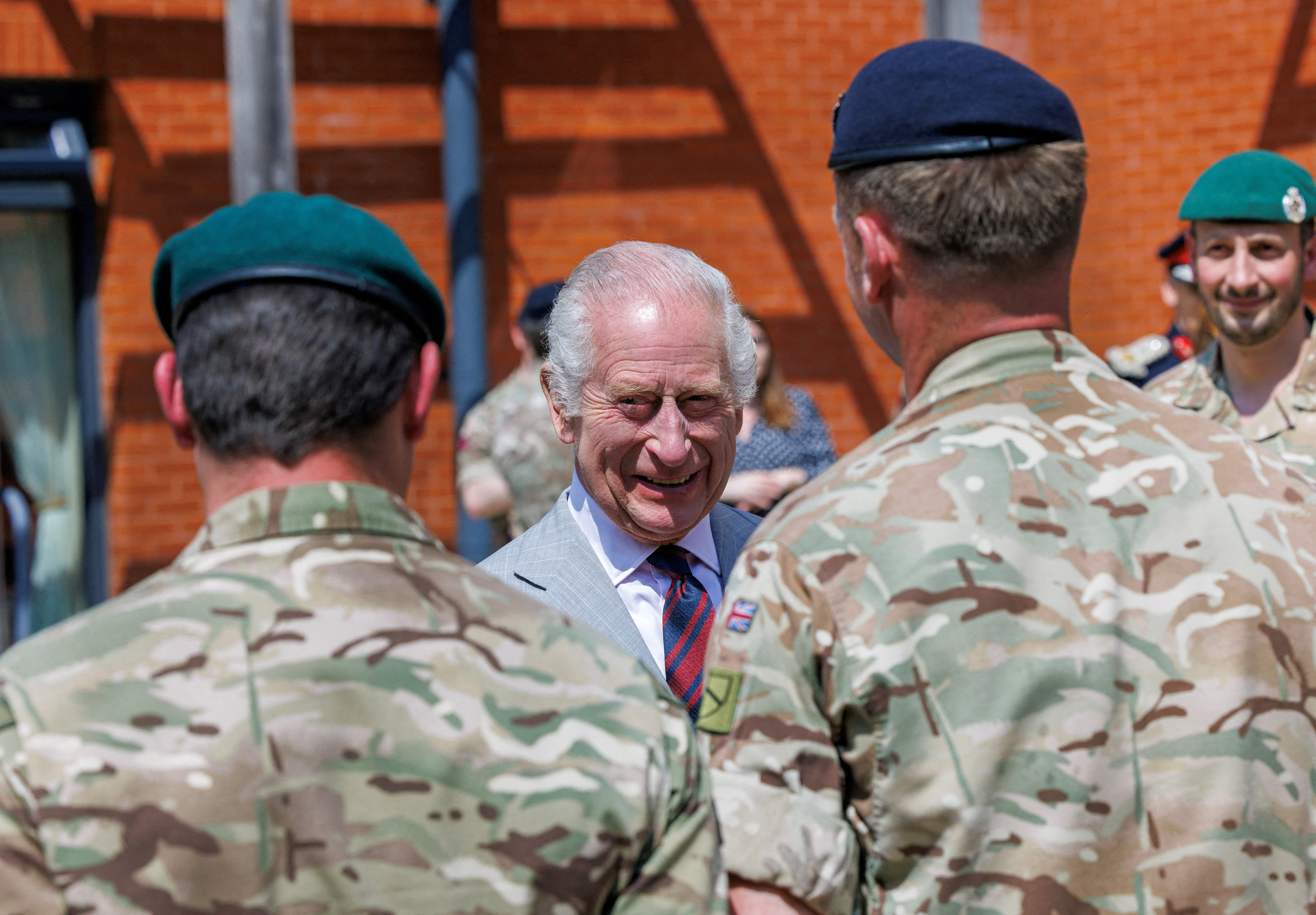 Britain's King Charles visits the 3 Royal School of Military Engineering, in Minley