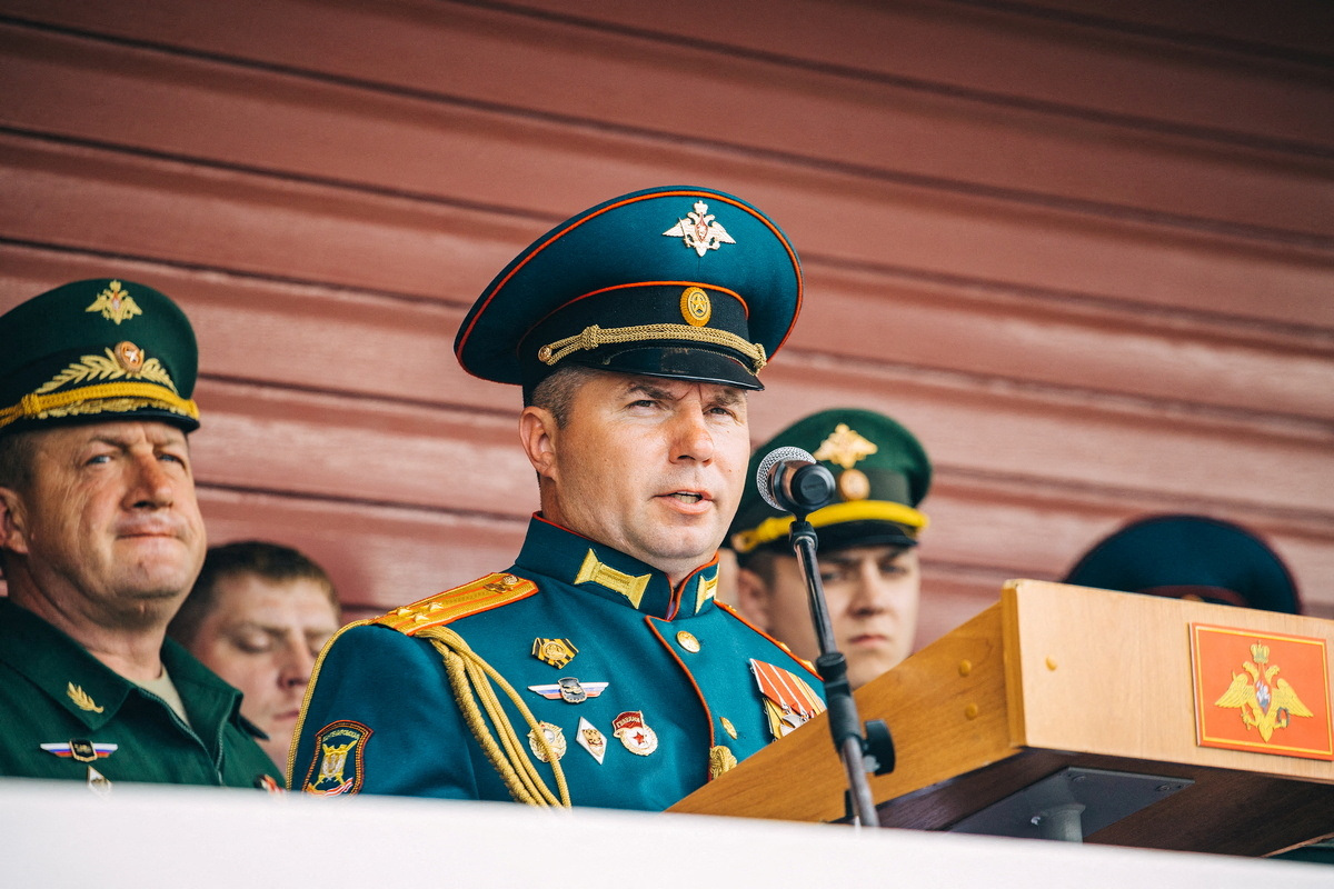 Russian commander Vladimir Zavadsky attends a ceremony in Moscow region
