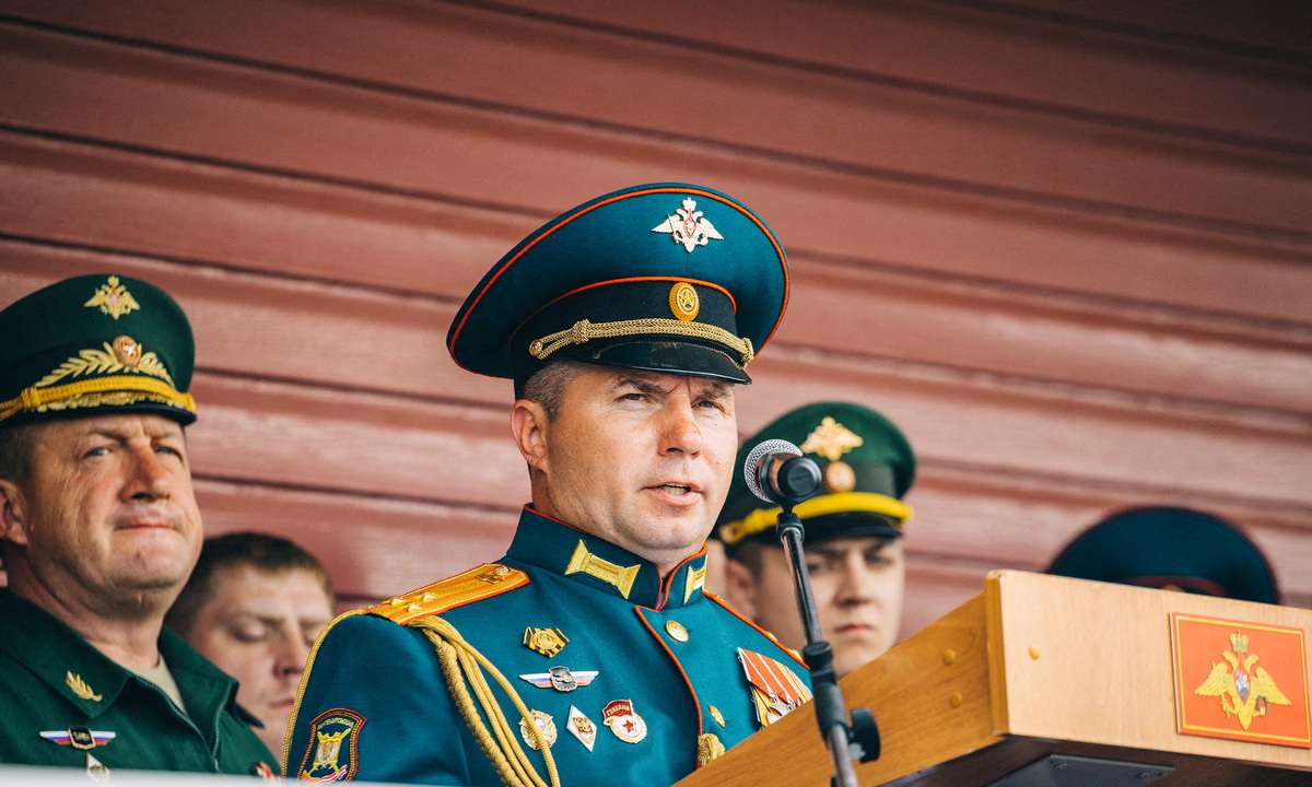 Russian commander Vladimir Zavadsky attends a ceremony in Moscow region