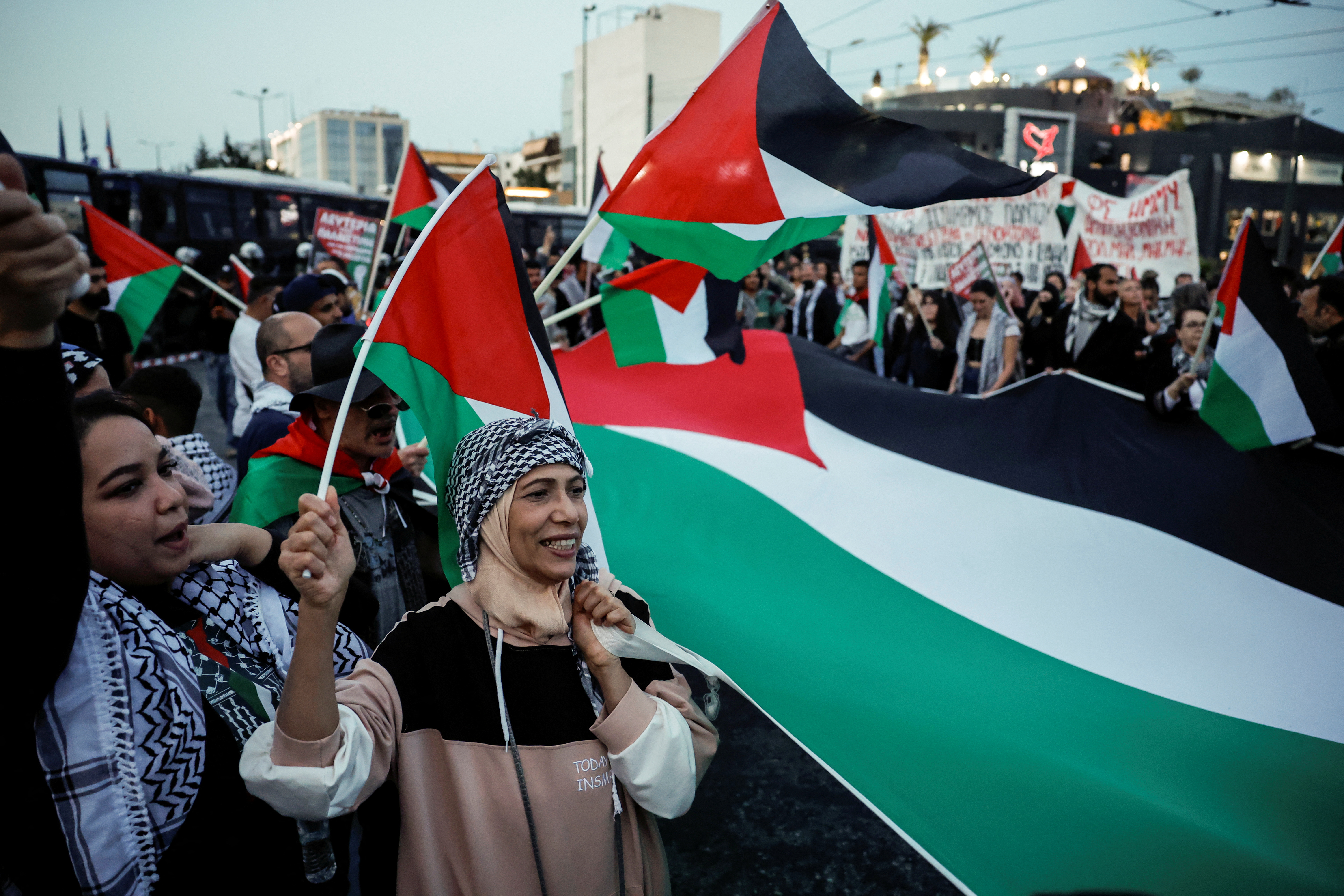 Pro-Palestinian protest in front of the Israeli embassy in Athens