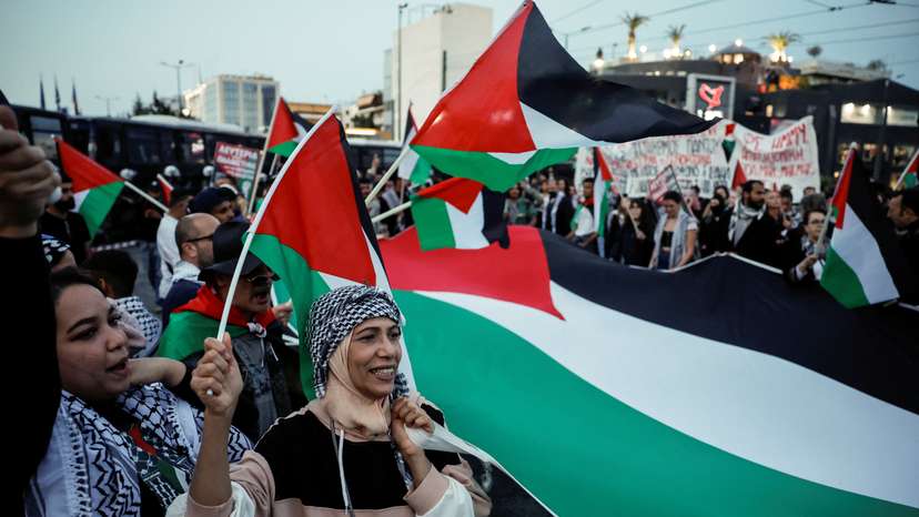 Pro-Palestinian protest in front of the Israeli embassy in Athens