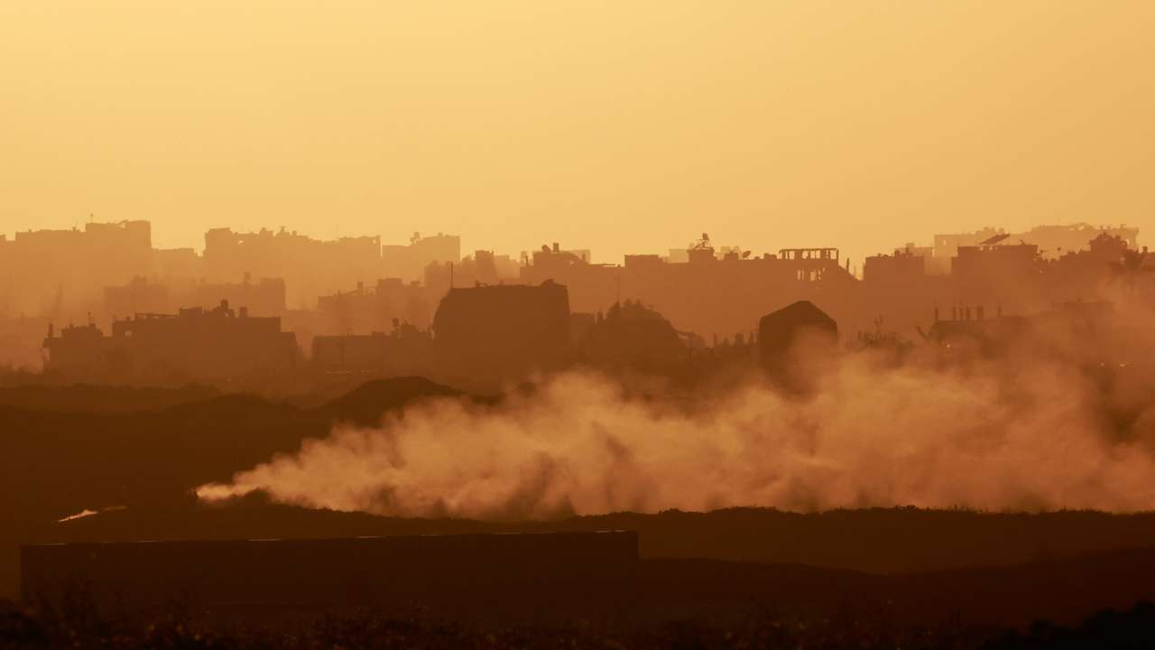 Smoke rises from Gaza, as seen from Israel