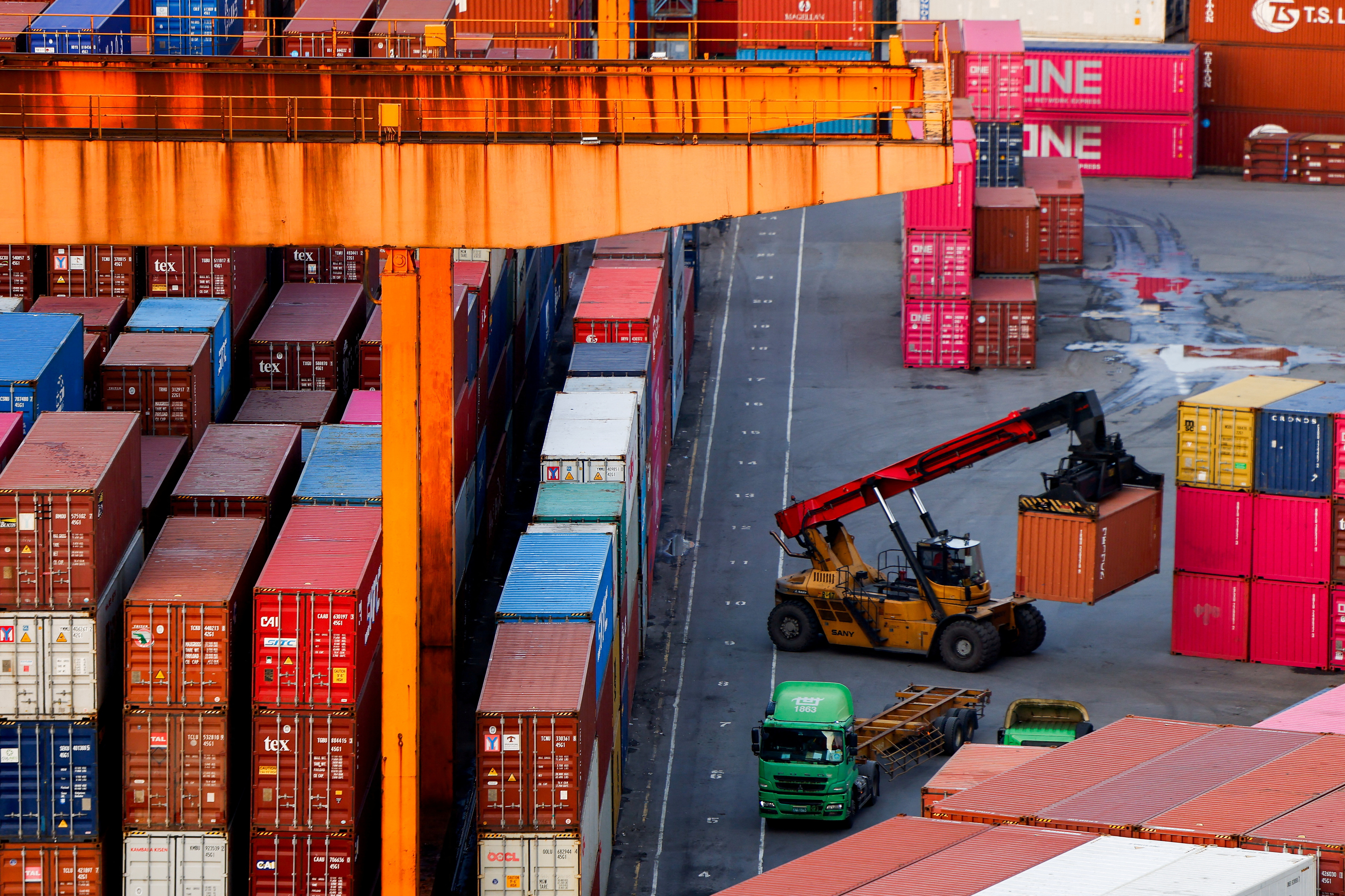 FILE PHOTO: Containers are seen at the Port of Keelung