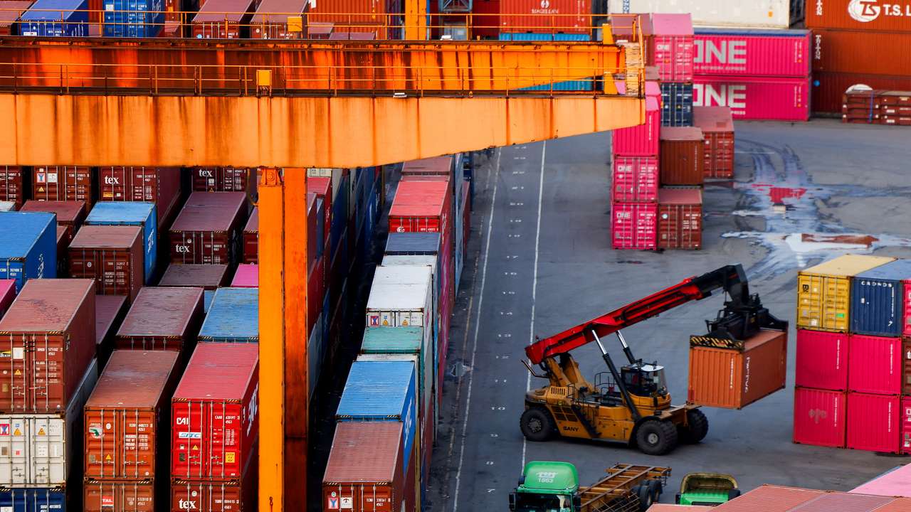 FILE PHOTO: Containers are seen at the Port of Keelung