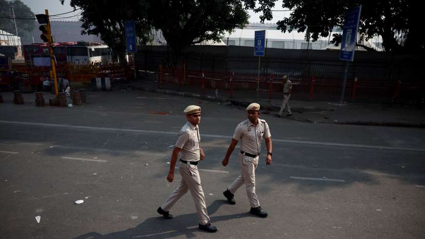 Site of an explosion near the historic Red Fort in the old quarters of Delhi