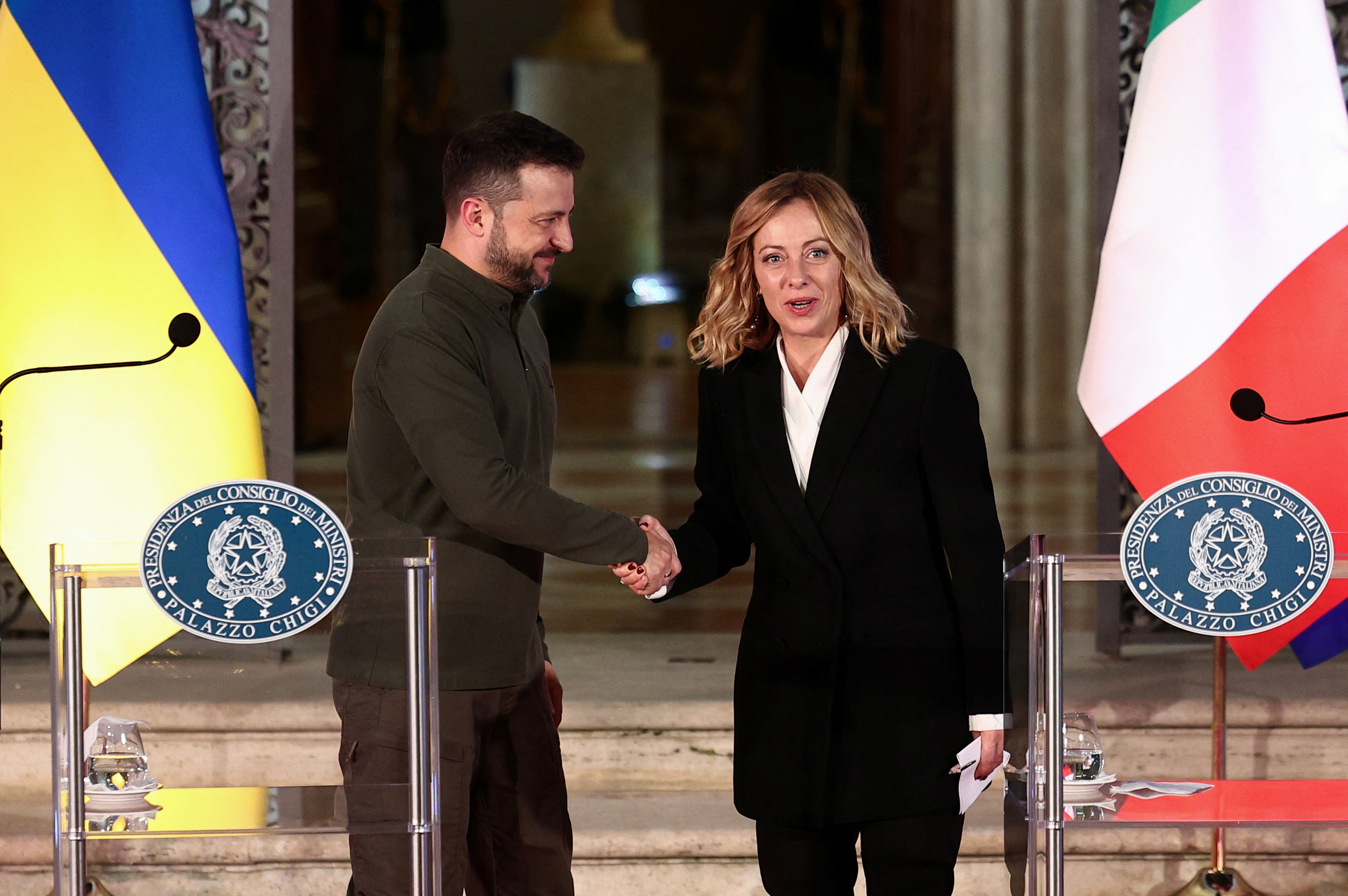 Ukraine's President Zelenskiy meets with Italian PM Meloni