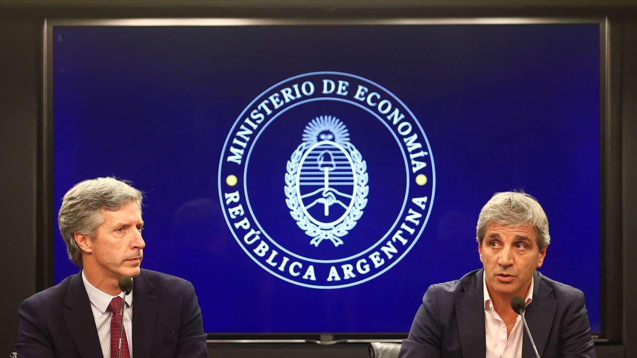 Argentina's Economy Minister Caputo holds a press conference, in Buenos Aires
