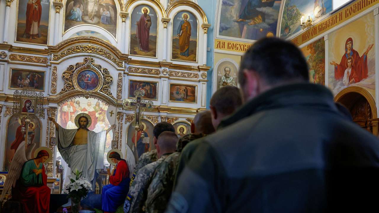 Orthodox Easter celebration near a front line in Donetsk region