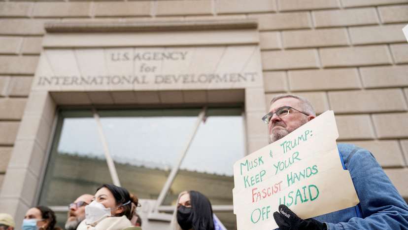 The USAID building sits closed to employees after a memo was issued advising agency personnel to work remotely, in Washington