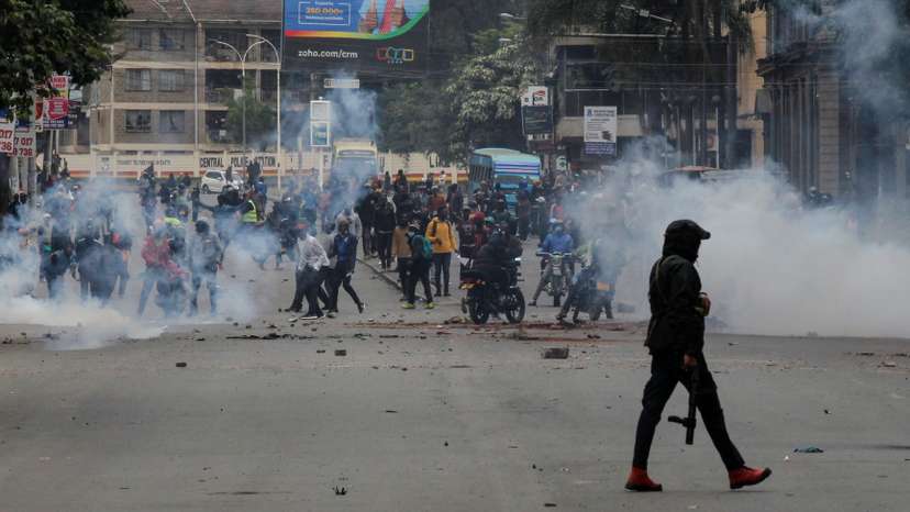 People protest against Kenya's proposed finance bill 2024/2025, in Nairobi