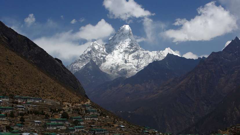 FILE PHOTO: Mount Ama Dablam, is seen in front of Khumjung Village in Solukhumbu District