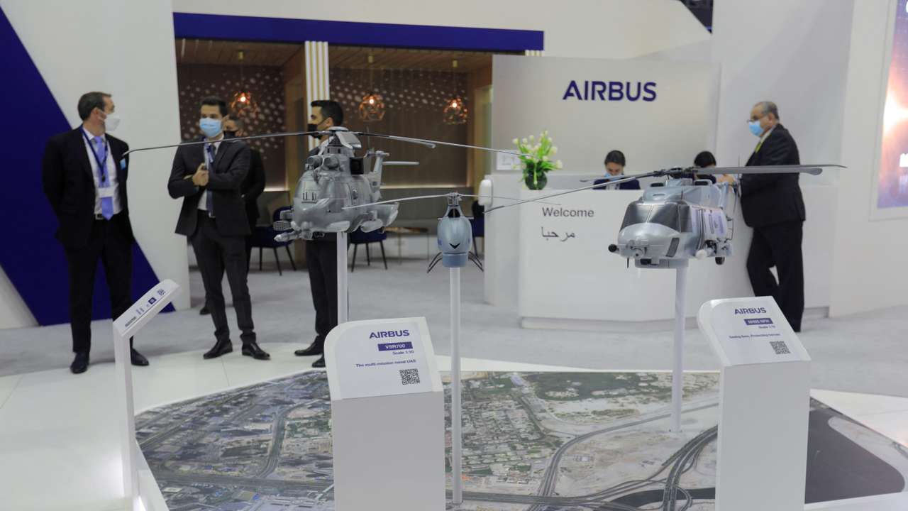 FILE PHOTO: People attend the Airbus display during the Dubai Air Show in Dubai