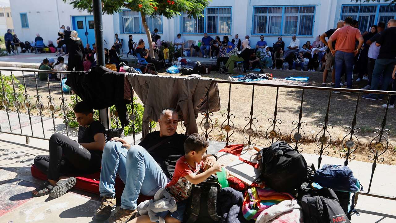 FILE PHOTO: Families of staff of international organisations shelter at a United Nations center